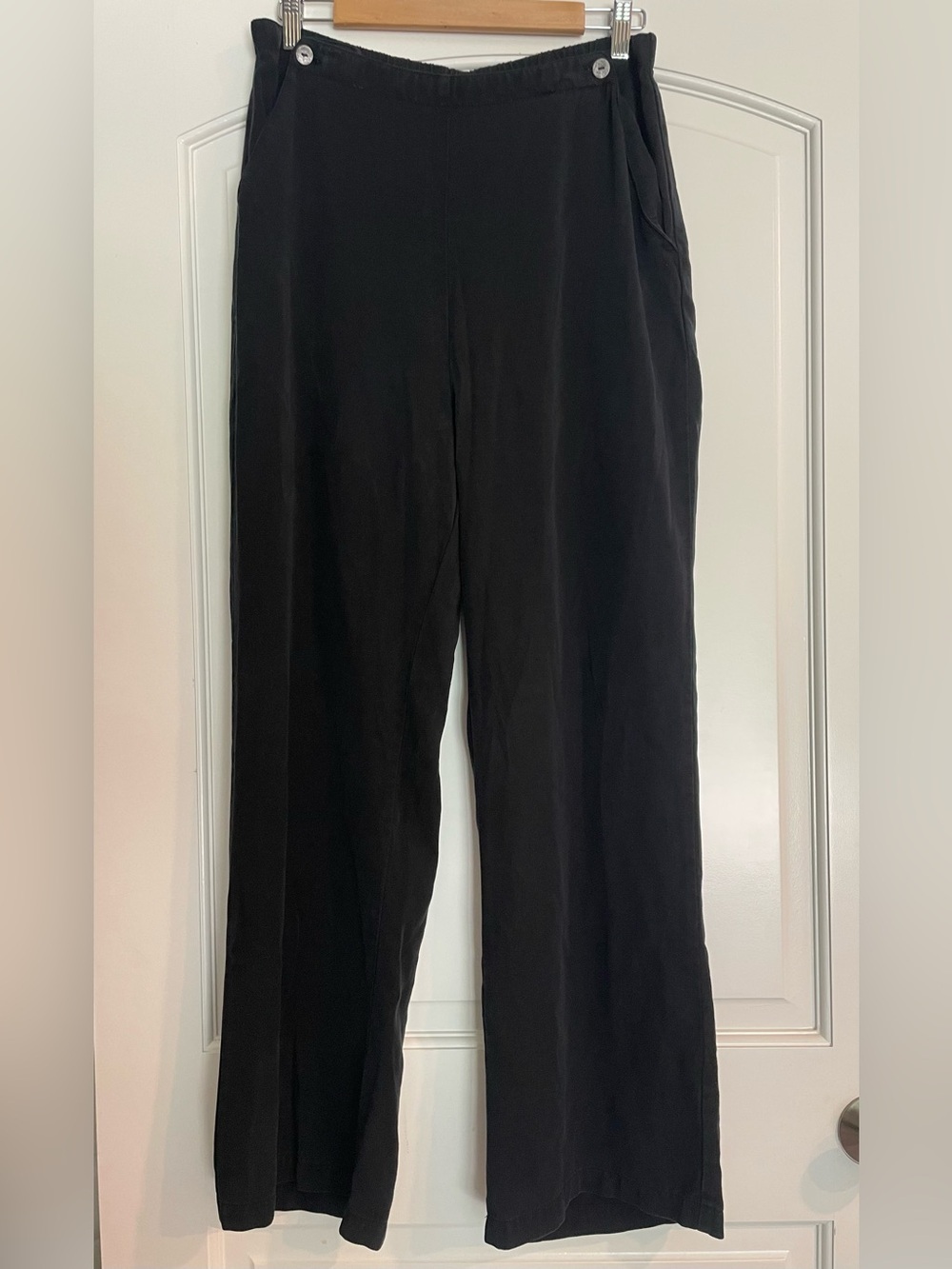 STUDIO by Mishi Women's Black Wide-Leg Elastic Waist Dress Pants Pockets L